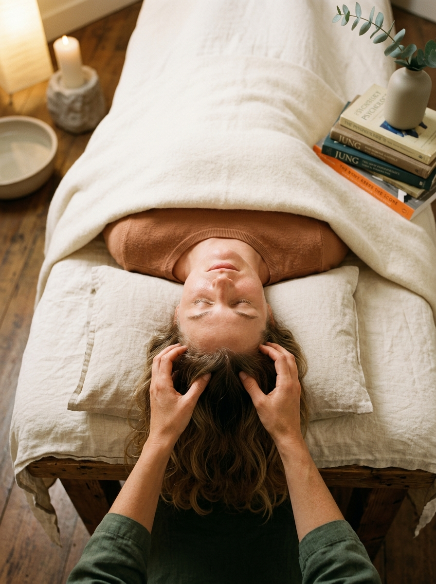 Hoofdmassage tijdens een ASMR-sessie bij Studio Kimaro